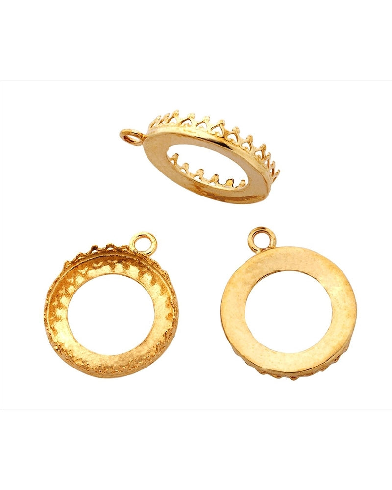 Brass Bezel Cup 18mm Gallery 714H Flat Back +Ring