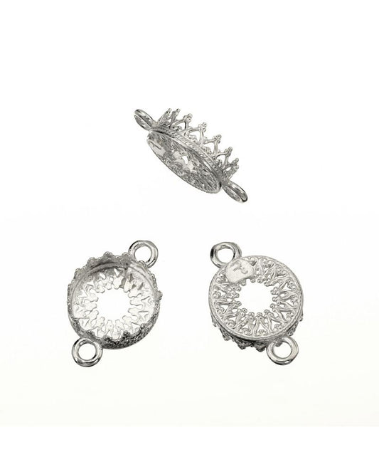 Sterling Silver Connector Bezel Cup 10mm with 2 Rings (Gallery 714 )