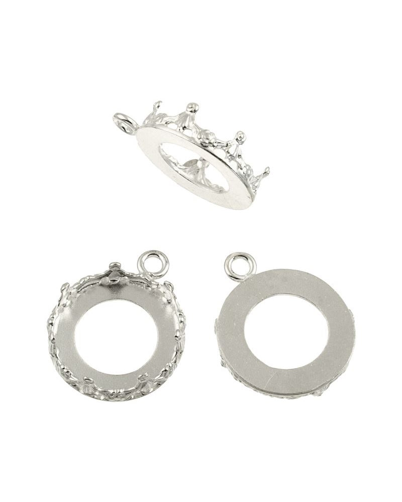 Sterling Silver Bezel Cup 10mm Gallery 1231H Flat Back +Ring