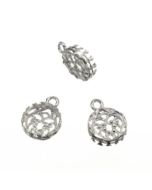 Sterling Silver Bezel Cup 10mm Gallery 763H Bottom Gallery 3331 +Ring