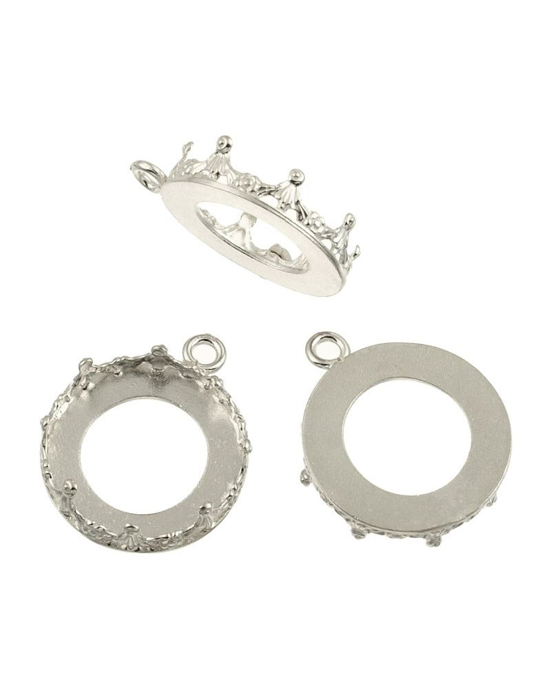 Sterling Silver Bezel Cup 12mm Gallery 1231H Flat Back +Ring