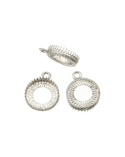 Sterling Silver Bezel Cup 12mm Gallery 475 Both Sides +Ring