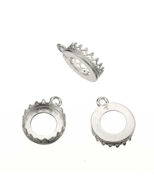 Sterling Silver Bezel Cup 12mm Gallery 714H Flat Back +Ring