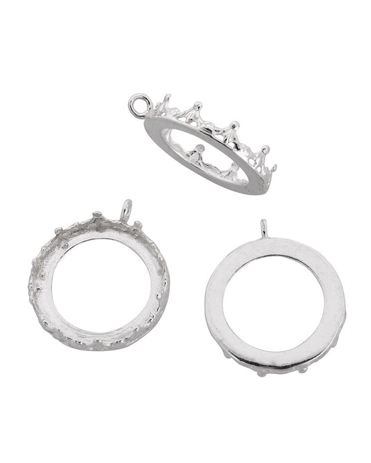 Sterling Silver Bezel Cup 20mm Gallery 1231H Flat Back +Vertical Ring