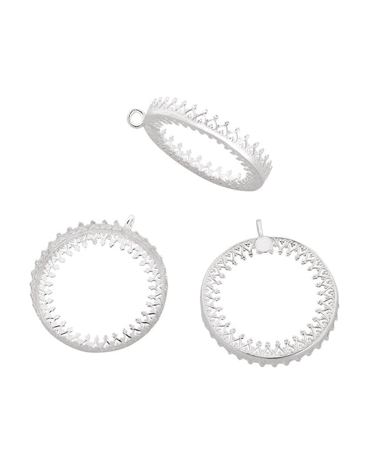 Sterling Silver Bezel Cup 30mm Gallery 3280 Both Sides +Vertical Ring