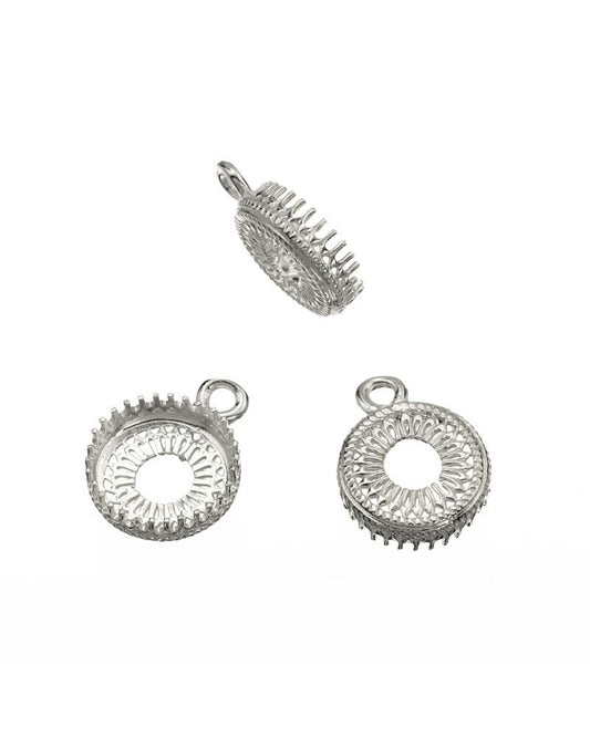 Sterling Silver Bezel Cup 10mm Gallery 475 Both Sides +Ring