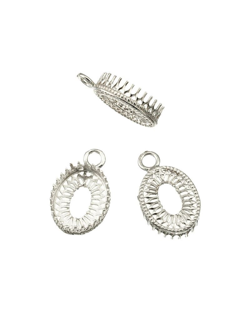 Oval Bezel Cup Settings 8X10mm Sterling Silver 925 Pendant 333