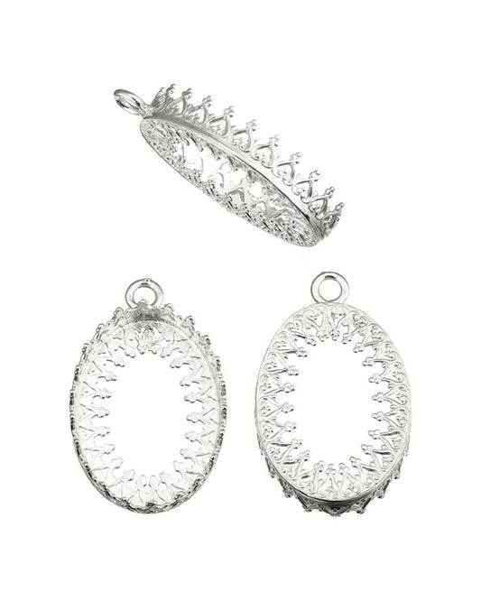 Sterling Silver Bezel Cup 16/22 mm Gallery 3280 Both Sides +Ring