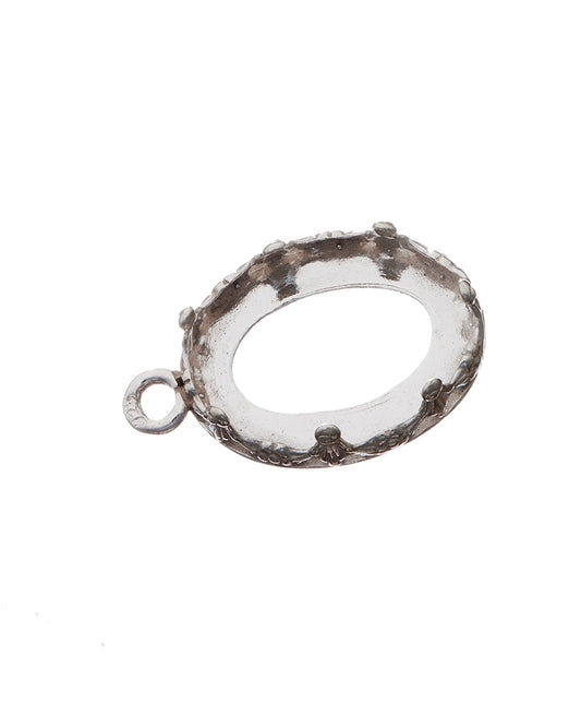 Sterling Silver Bezel Cup 10/14 mm Gallery 1231H Flat Back +Ring