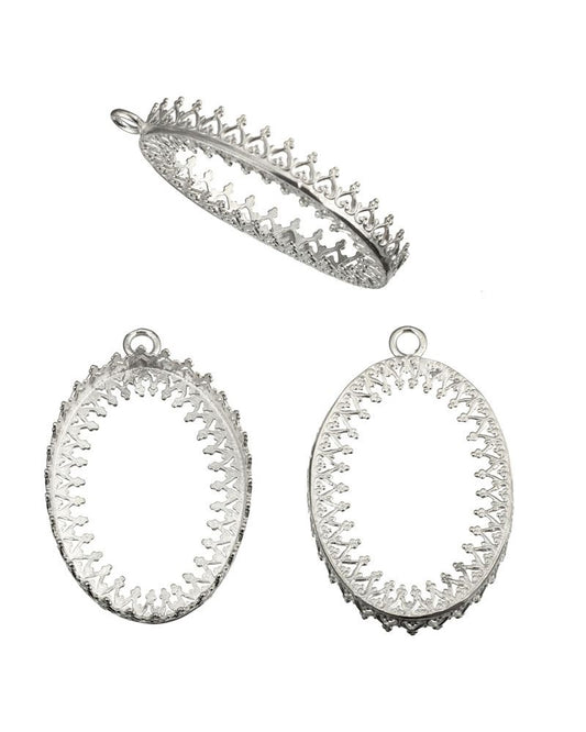 Sterling Silver Bezel Cup 22/30 mm Both Sides +Ring