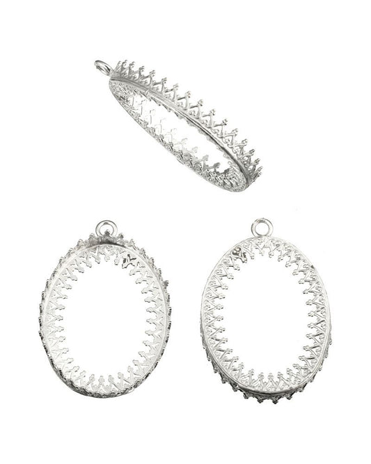 Sterling Silver Bezel Cup 23/32 mm Gallery 3280 Both Sides +Ring