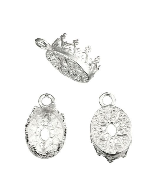 Sterling Silver Bezel Cup 7/9 mm Gallery 3280 Both Sides +Ring