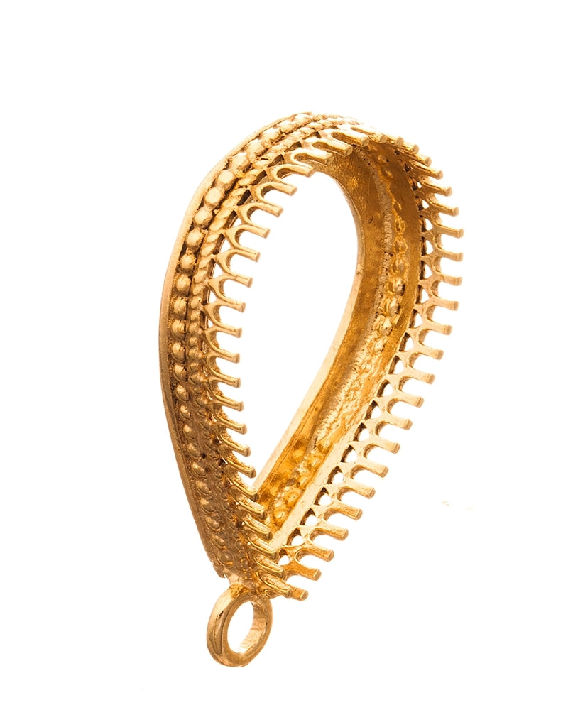 14K Gold Plated Bezel Cup 18/25mm Gallery 475 Flat Back +Ring