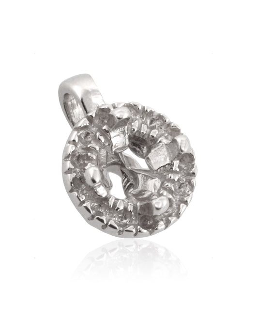 14K White Gold 4-Prong Halo Pendant 20Pt