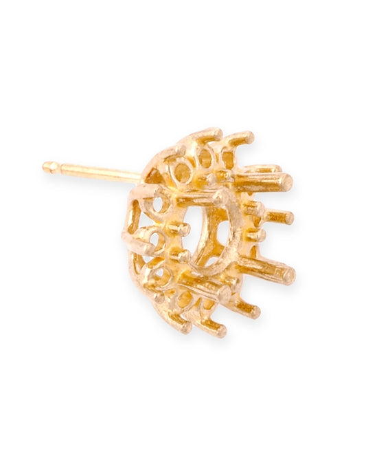 14K Yellow Gold Round Setting Cluster Earring 1Ct + 12 3Pt Stones