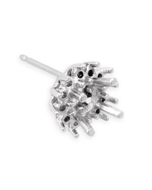 14K White Gold Round Setting Cluster Earring 50Pt + 12 2Pt Stones