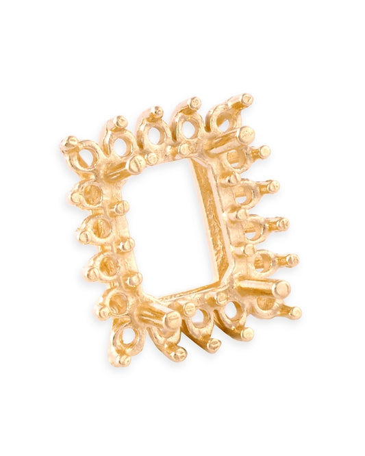 14K Yellow Gold Emerald Setting Cluster 7X9 + 18 3Pt Stones