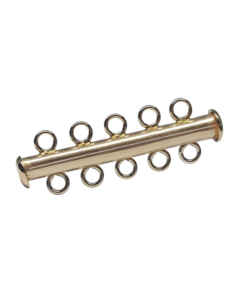 Yellow Gold Filled Tube Clasp 5 Rows