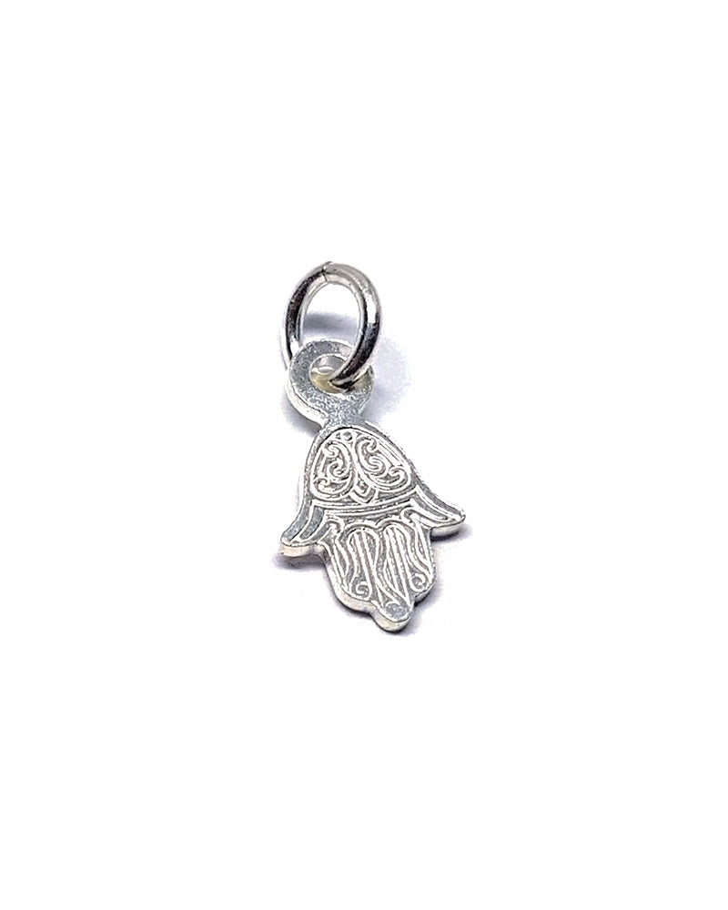 925 Sterling Silver Pattern Hamsa Loop Charm Pendant