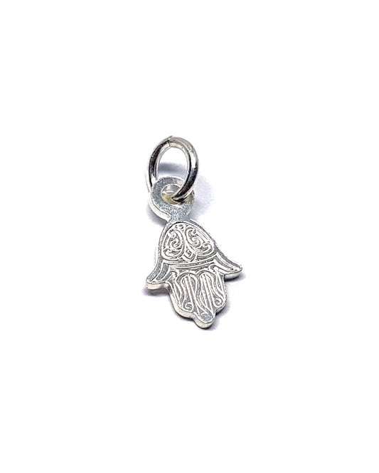 925 Sterling Silver Pattern Hamsa Loop Charm Pendant