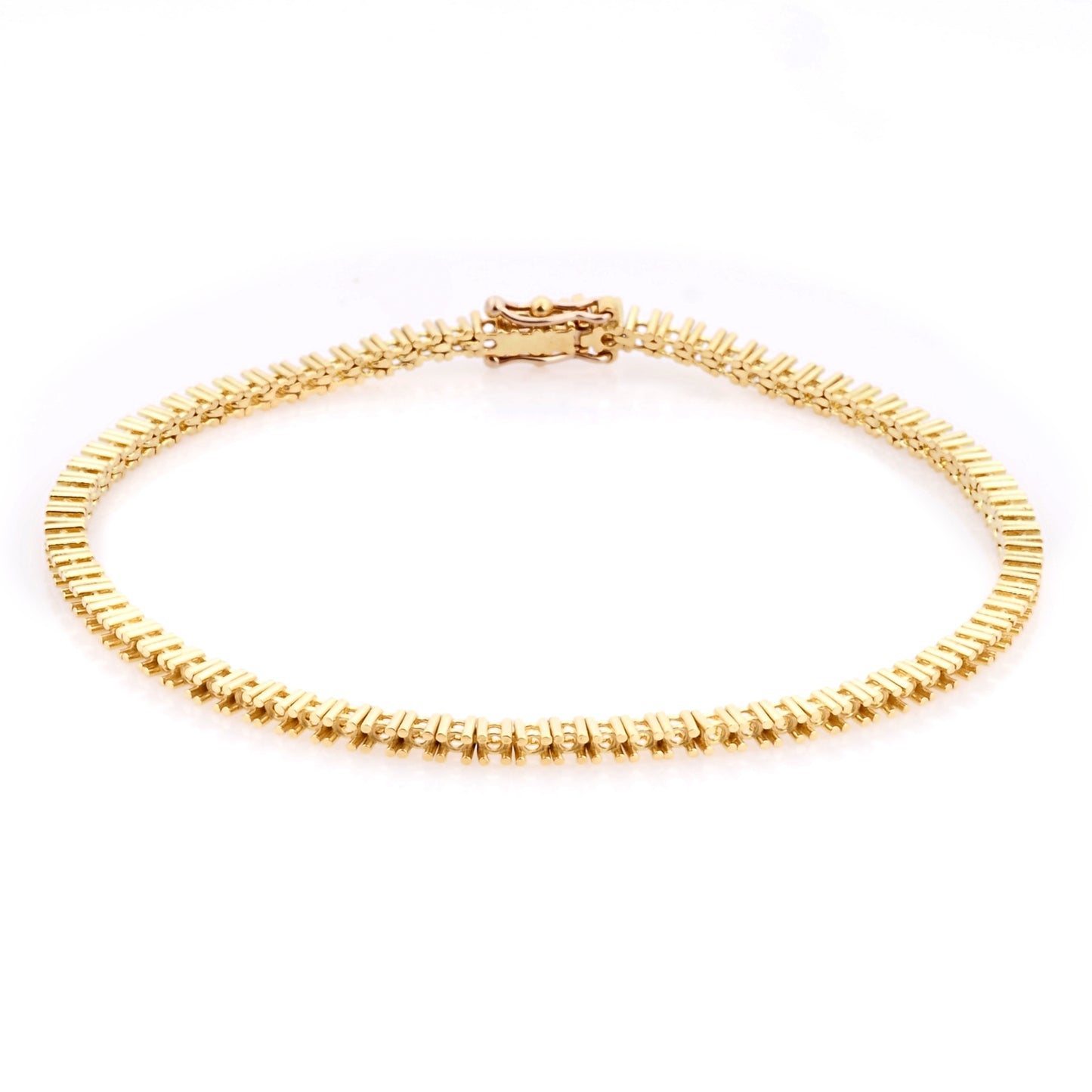 14K Yellow Gold Tennis Bracelet 18Cm Long For 2Pt Round Stones