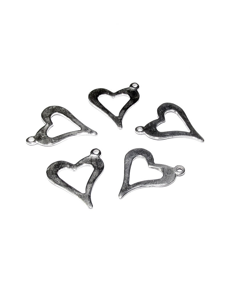 925 Sterling Silver Hammered Heart & Ring Pendant