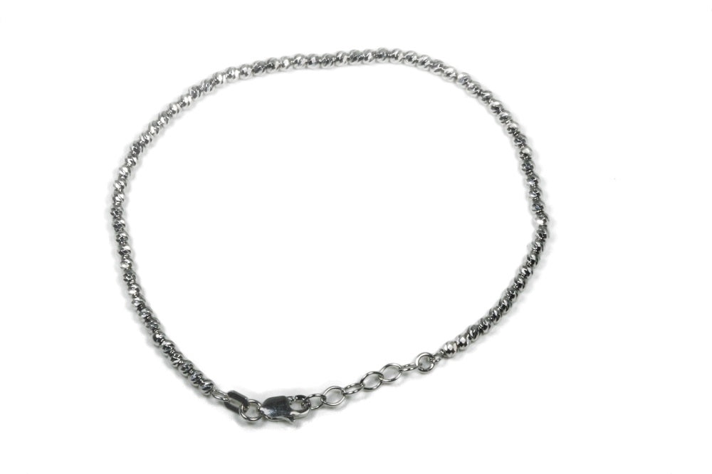 925 Sterling Silver Diamond Cut Bead Bracelets Available In 2 Colors