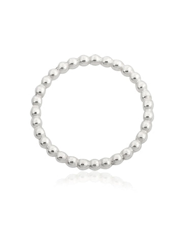 925 Sterling Silver 2mm Pearl Wire Ring Size 7