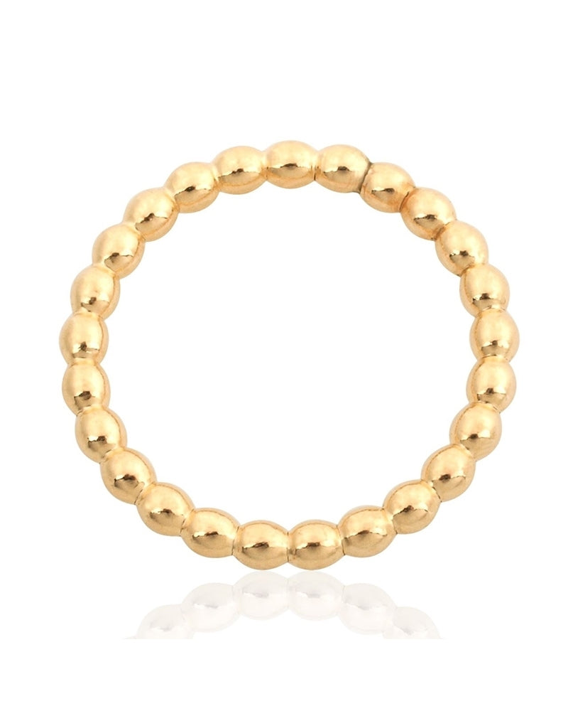 Yellow Gold Filled 1.5mm Pearl Wire Ring  Size 5