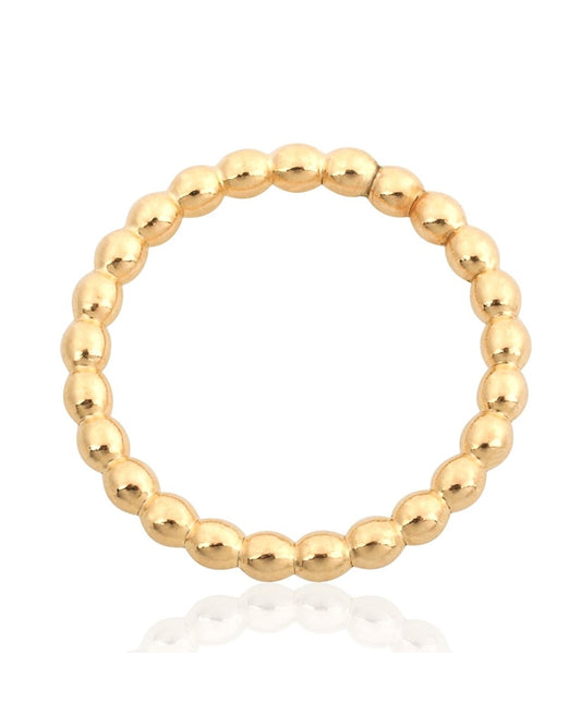 Yellow Gold Filled 2mm Pearl Wire Ring  Size 7