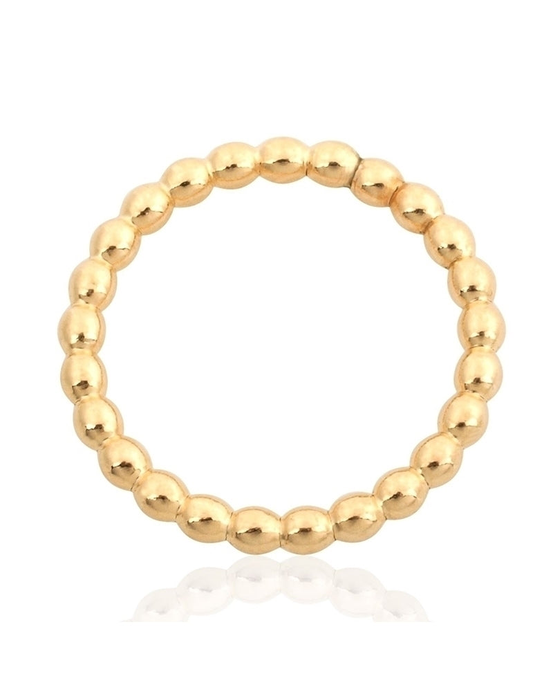 Yellow Gold Filled 2mm Pearl Wire Ring  Size 7