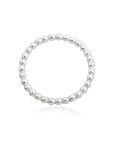 925 Sterling Silver 2mm Pearl Wire Ring Size 8