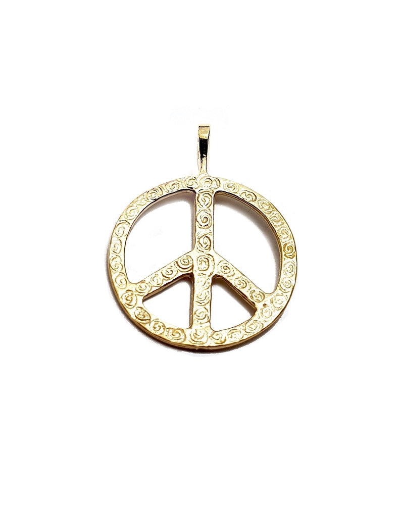 14K Gold Plated Large Peace Pendant
