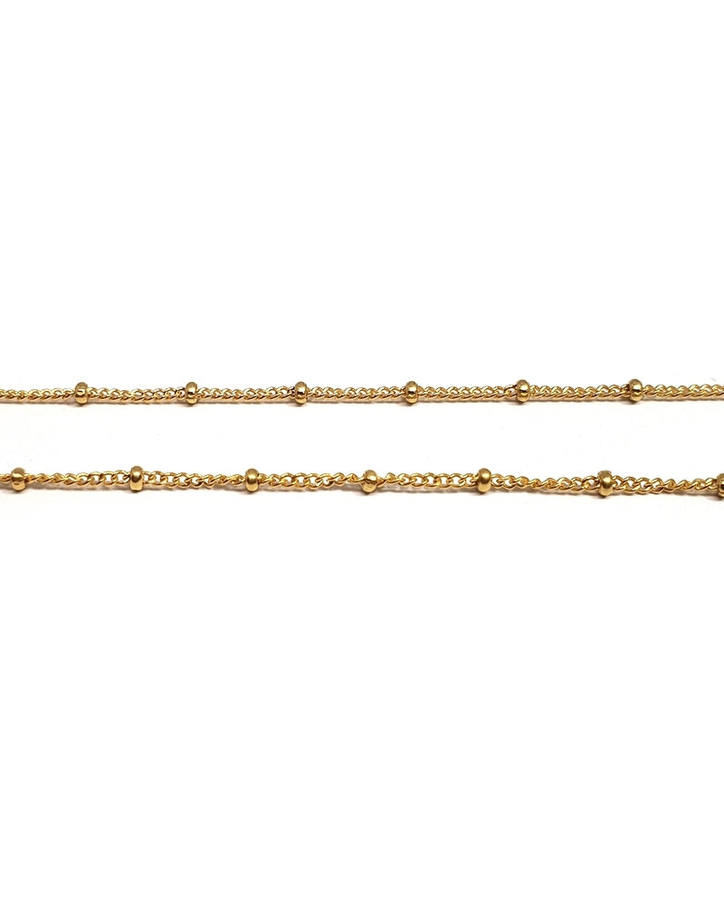 Yellow Gold Filled Curb Chain With Beads