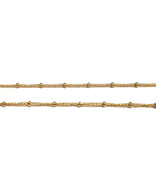 Yellow Gold Filled Curb Chain With Beads