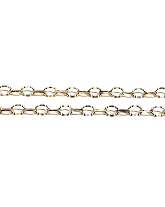 Yellow Gold Filled Oval Rolo Chain 0.6X3X4mm