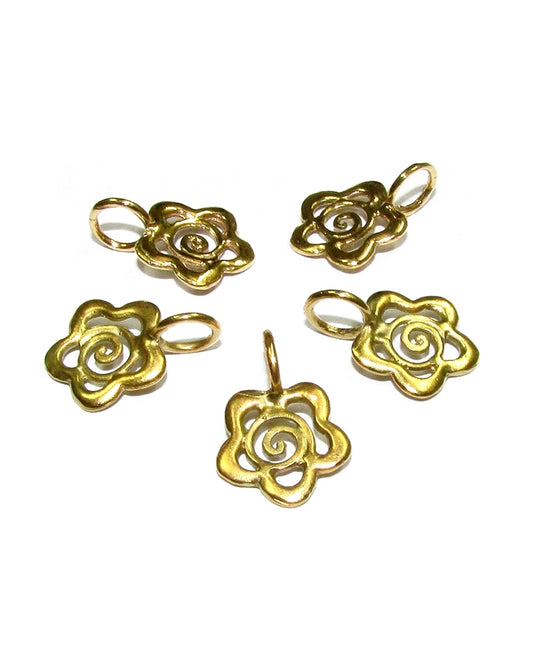 14K Gold Plated Spiral Flower Pendant