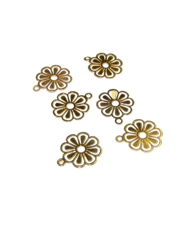14K Gold Plated Netted Flower Pendant