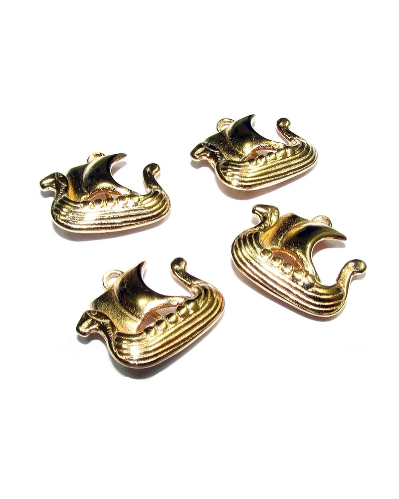 14K Gold Plated Viking Ship Pendant