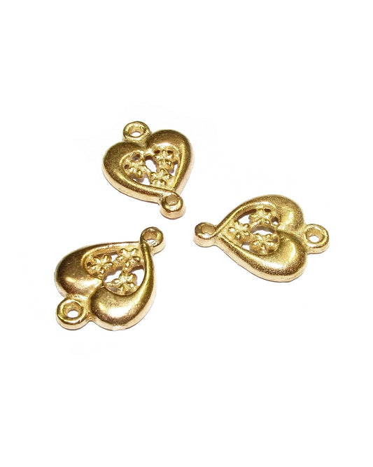 14K Gold Plated Flowers Decorated  Heart Pendant