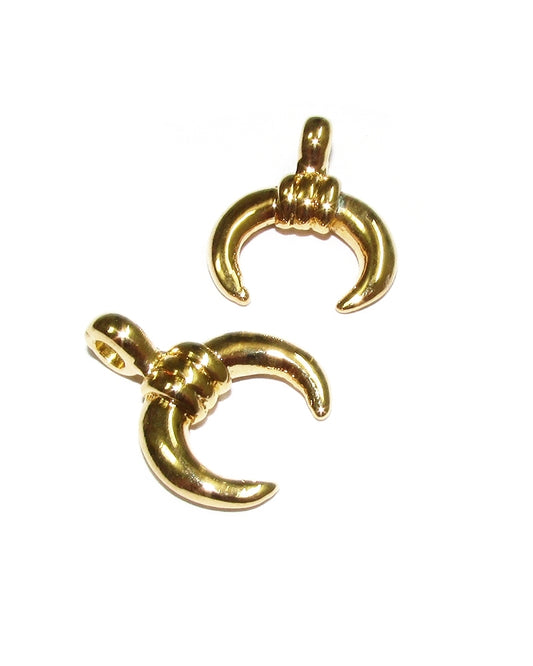 14K Gold Plated Decorated Half Moon Pendant