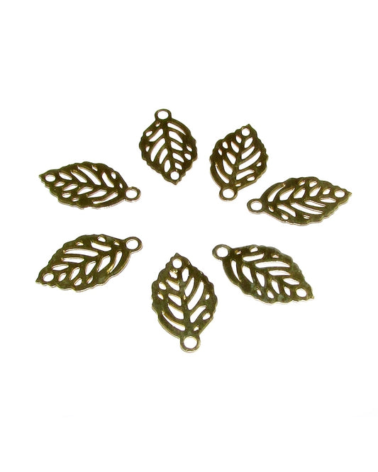 14K Gold Plated Netted Small Leaf Pendant