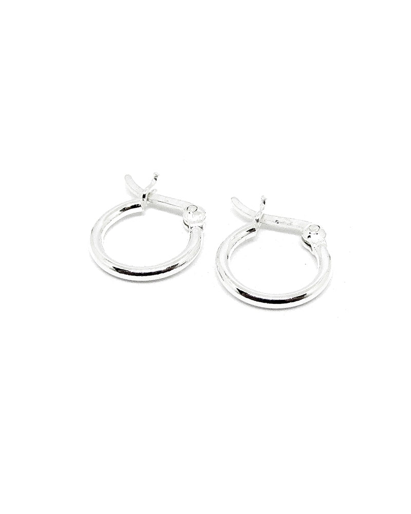 925 Silver Tube hoop earring 10x1.3mm w/snap