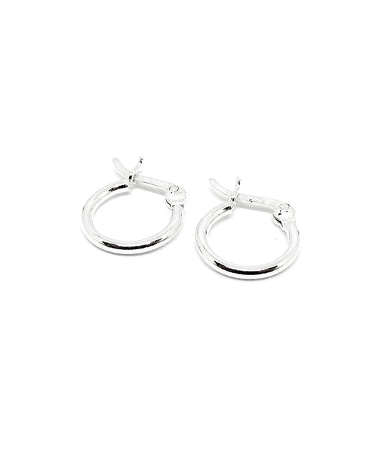 925 Silver Tube hoop earring 10x1.3mm w/snap