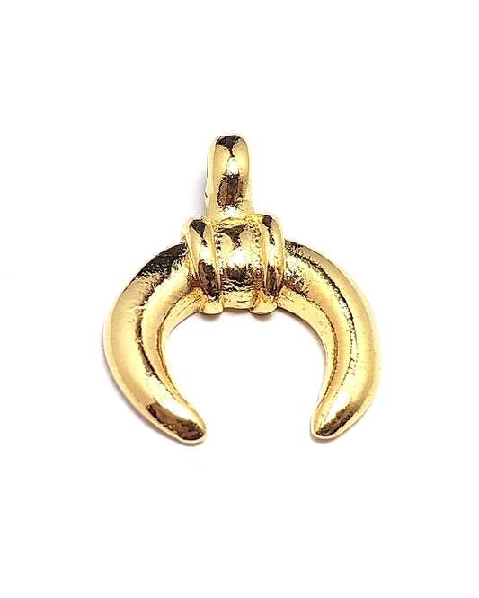 14K Gold Plated Large Half Moon Pendant