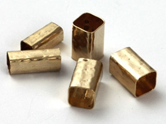 Yellow Gold Filled Hammered Square Tube 3/10mm
