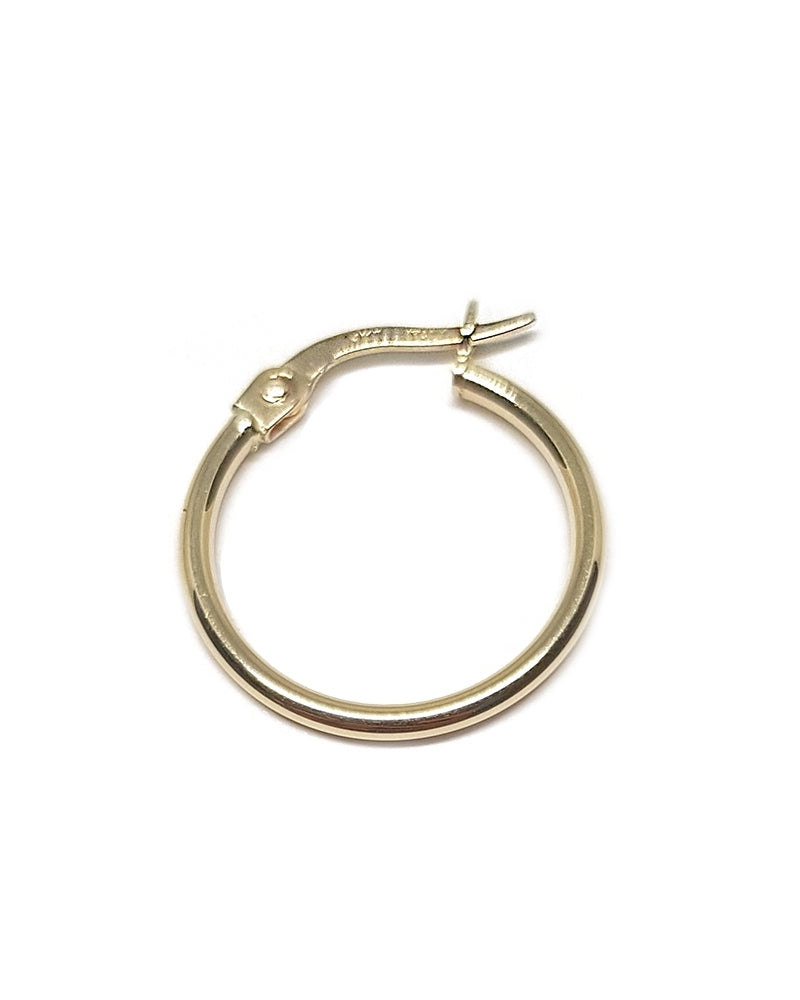 14K Yellow Gold Hoop Tube Earring Inner diameter 8mm, outer diameter 11mm, and 1.5mm thickness
