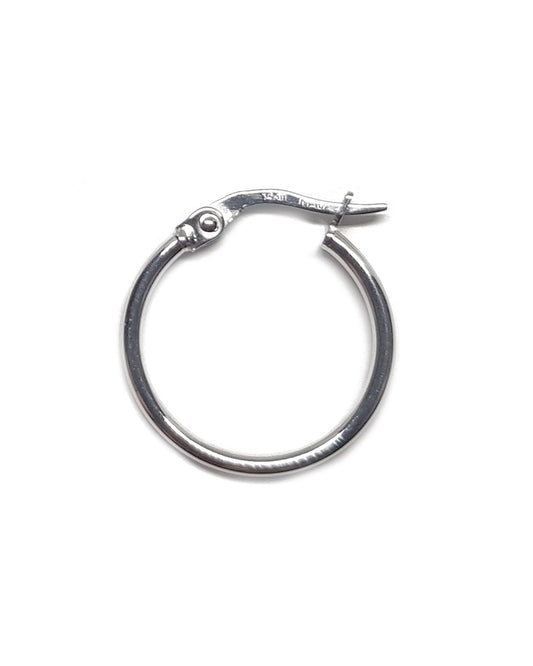 14K White Gold  Hoop Tube Earring 18X1.5mm W/Snap