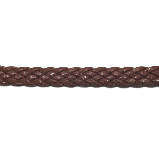 Dark Brown Braided Leather Flat Cord 6mm