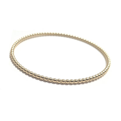 14K Yellow Gold 2.5mm Beaded Bangle Bracelet